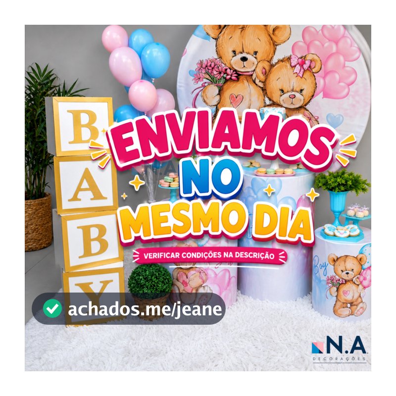 Kit Cubos BABY MDF – Chá Revelação, Decoração Bebê e Festa - 20 cm