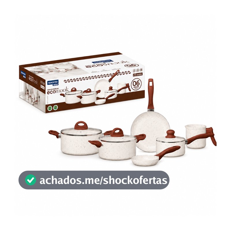 Jogo Panelas Eco Wook 6 Peças Cerâmica Indução Premium Antiaderente Conjunto Cozinha