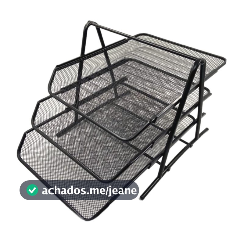 Organizador De Documentos De Mesa Escritório Metal 3 Andares Papel A4