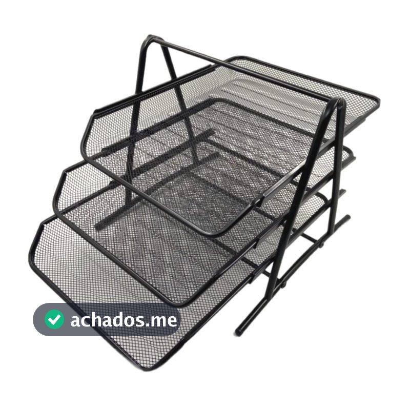 Organizador De Documentos De Mesa Escritório Metal 3 Andares Papel A4