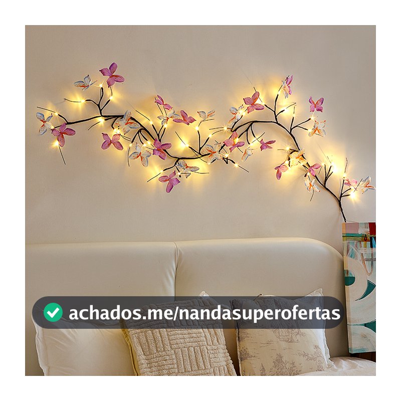Lâmpada de Rattan em Forma de LED Flexível Borboleta Flor Folhas Decoração Interna Arranjo de Parede Luz de Atmosfera Ro