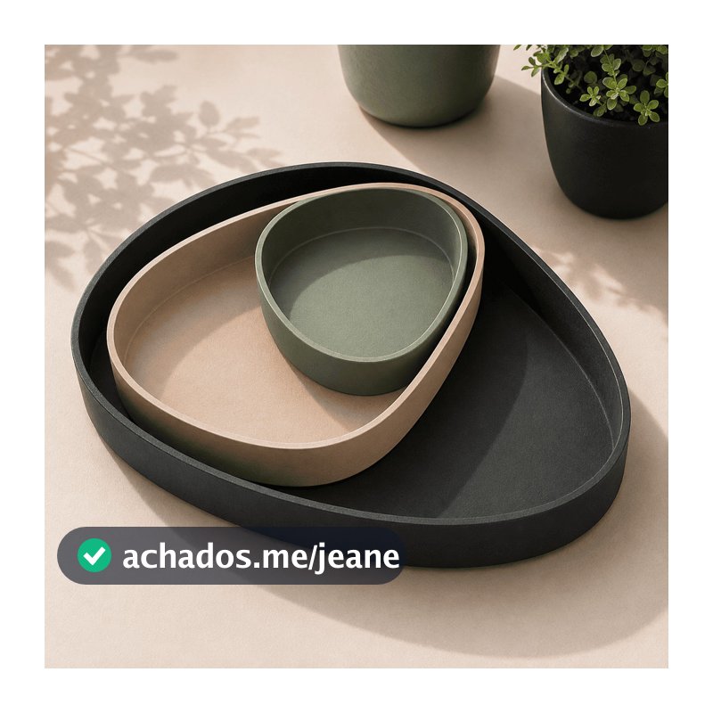 Kit 3 Bandejas Orgânicas Decorativas Organizadoras para Joias Chaves Perfumes e Objetos