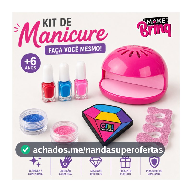 Brinquedo Kit Manicure Faz Unha Com Cabine Secadora De Unhas e Esmalte Infantil