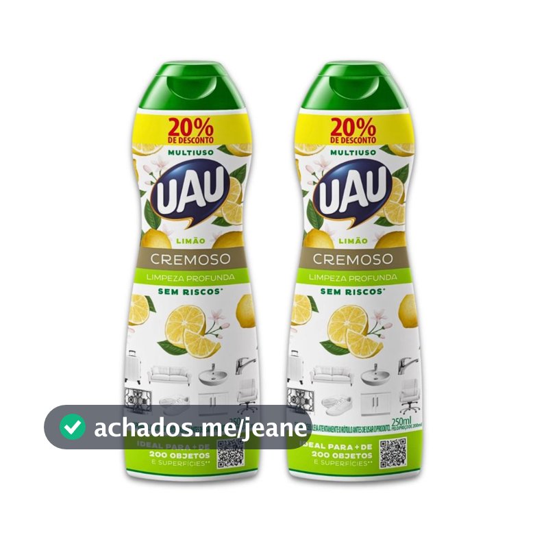 Kit 2un Saponáceo Cremoso UAU Limão 250ml Promo