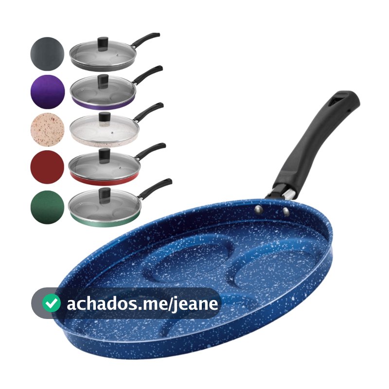 Frigideira 4 Ovos Com Tampa Teflon Antiaderente Hambúrguer Separados