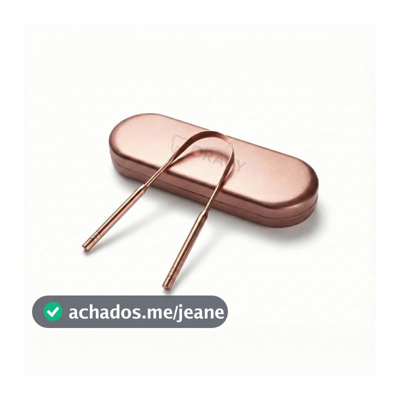 Kit Raspador e Limpador De Língua Cobre Com Estojo Inox Premium Oravy