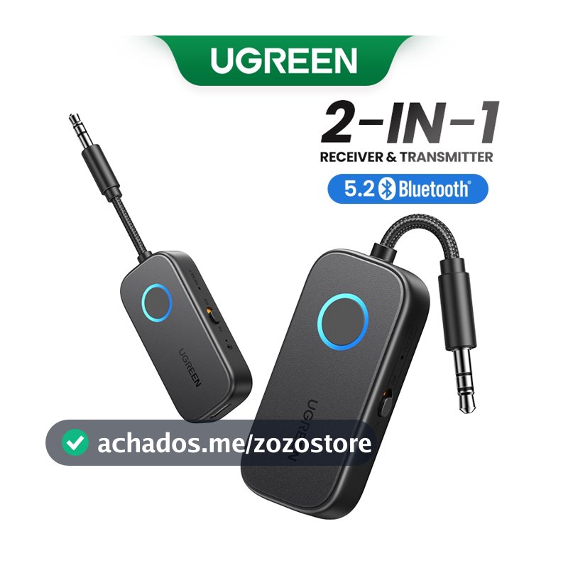 Adaptador Sem Fio 2 Em 1 Bluetooth UGREEN Transmissor Receptor AUX 5.2 3.5mm Estéreo Para Fones De Ouvido TV Car Audio