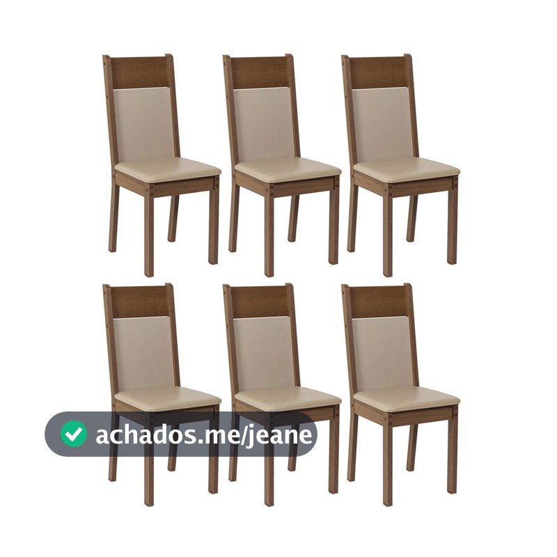 Kit 6 Cadeiras 4280 Rustic/Crema/Sintético Bege Madesa