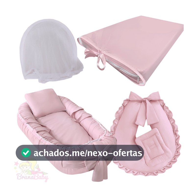 Kit Ninho Redutor Almofada Amamentação Trocador de Cômoda  Capa Impermeável Mosquiteiro