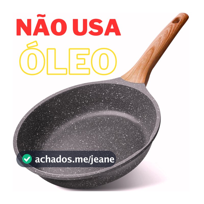 Frigideira Antiaderente de Alumínio Revestimento Cerâmico Premium Funda Cabo Madeira Não Gruda