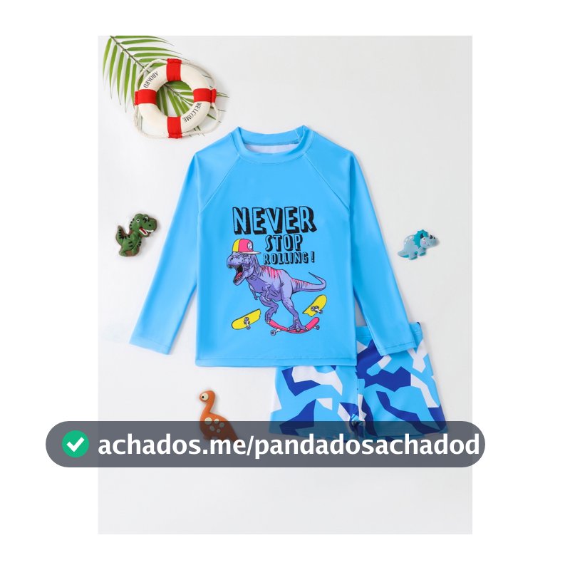 RWX VEST Conjunto de Praia Infantil Masculino de Dinossauro Skatista Estilo Radical para o Verão! 2024 - i3066