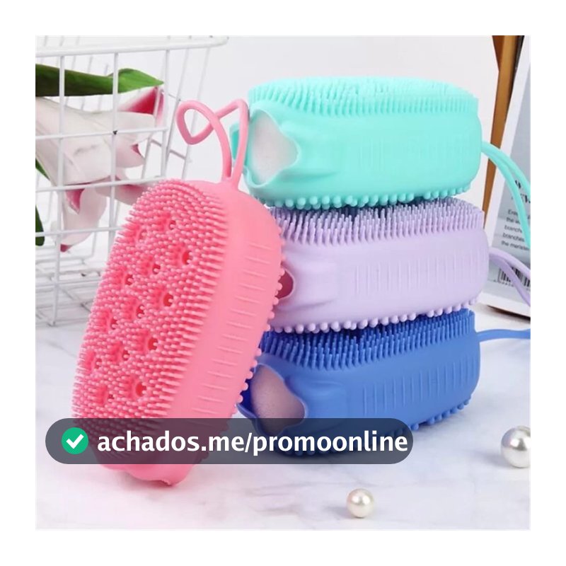 Esponja Bucha De Silicone Com Porta Sabão Escova Para Banho