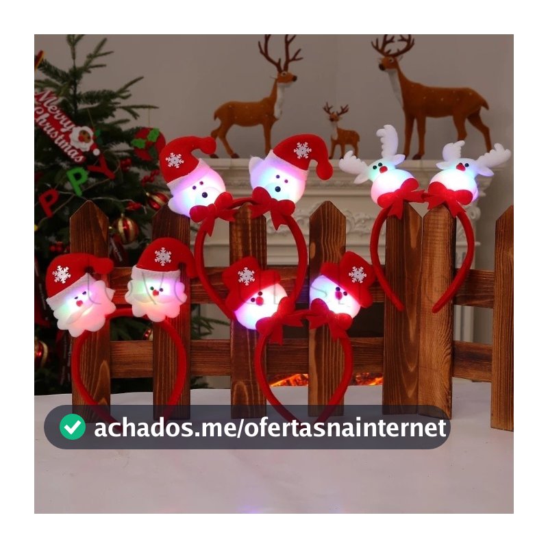 [Natal] Tiara De Chifres De Urso De Boneco De Neve De Papai Noel De/Luz Led Argola De Cabelo Presentes De Acessórios Fes