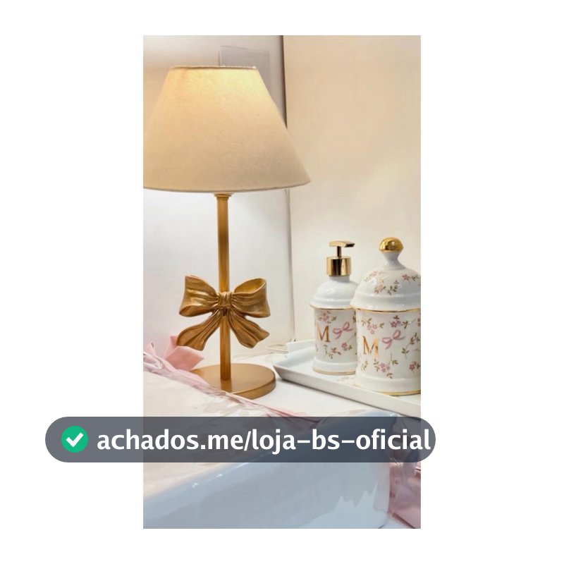 Abajur Laço Dourado Cúpula Bege