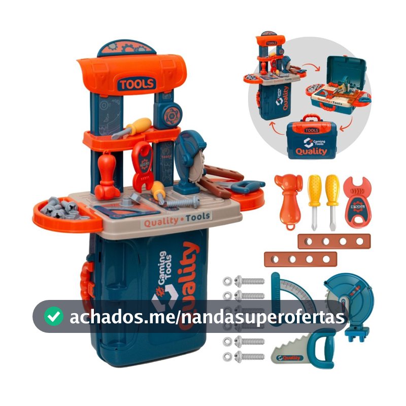 Maleta de Ferramentas Infantil 3 em 1 Multi Montagens Brinquedo Faz de Conta