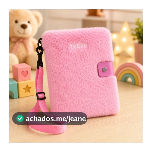 Bíblia Infantil Ilustrada Meninas Histórias Bíblicas Capa Pelúcia Rosa com Alça Presente Cristão