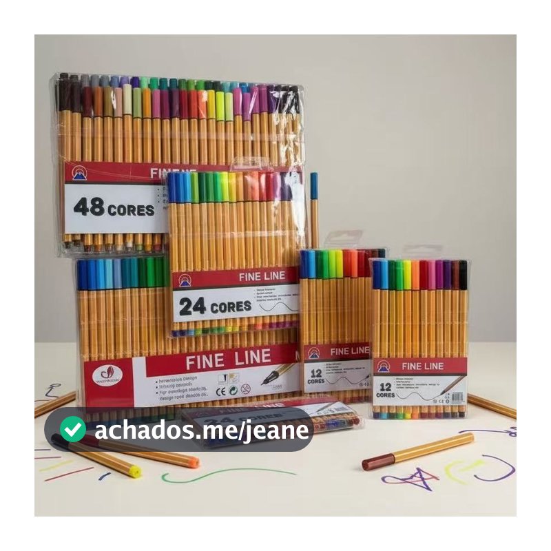 Kit 6/12/24/36/48 Canetas Fine Line Ponta Fina 0.4 mm 1ª Linha