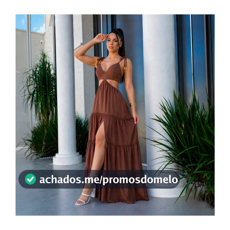Vestido Feminino Estampado Floral Longo Vazado/ Fenda Verão