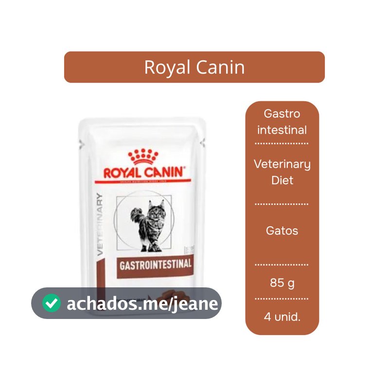 Ração Úmida Royal Canin Veterinary Diet Gastrointestinal Sachê para Gatos 85g - 4 Unid.