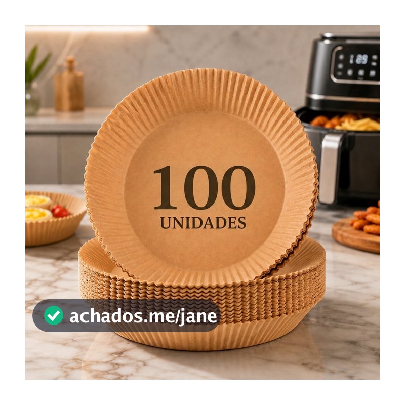 Kit 100 Forro Papel Airfryer Descartável Forma Antiaderente