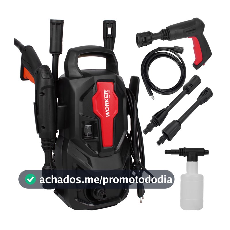 Lavadora Alta Pressão Compacta Potente Lava Carro Moto Com Aplicador Detergente LW1305 1200W Worker