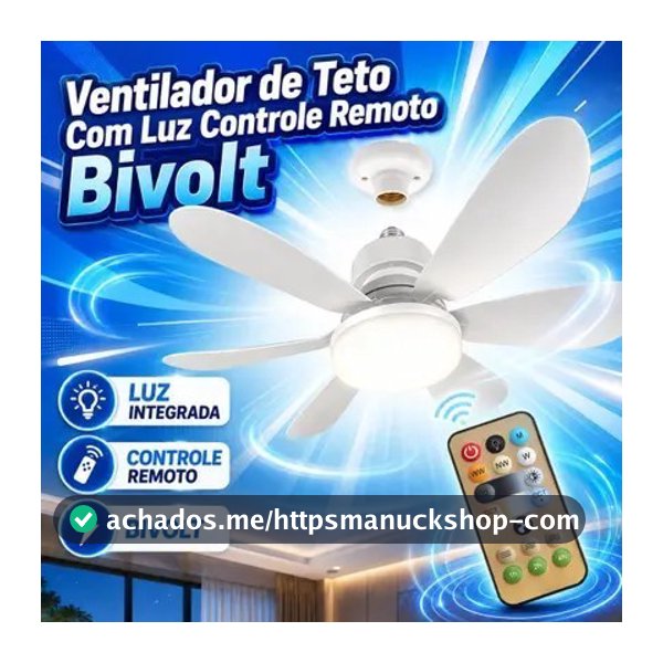 Ventilador de teto Com Luz 3 em 1 com  Controle Remoto Bivolt LED 110V-220V