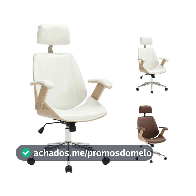 Cadeira de Escritório Ergonômica Presidente Office Lisboa Madeira Natural Rivatti Branca / Marrom