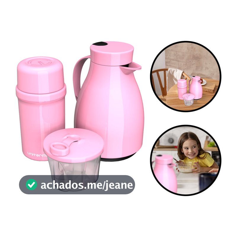 Kit Unibaby Conjunto De Garrafas Térmicas Quente E Frio + Pote Dosador Para Leite Em Pó Unitermi