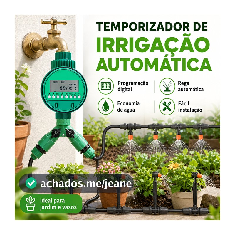 Controlador de Irrigação Automático com Temporizador para Jardim e Vasos - Sistema Inteligente, Fácil Instalação