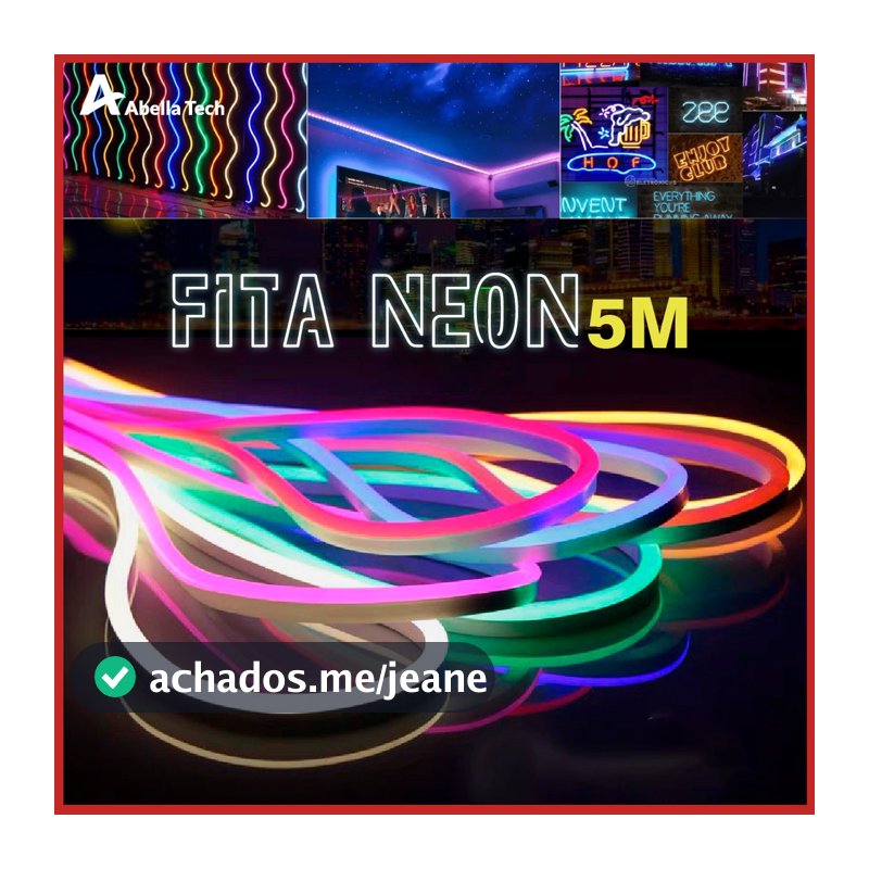 Fita de LED Mangueira Neon 5 Metros IP65 Flexível Com ou Sem Fonte | 8 Cores