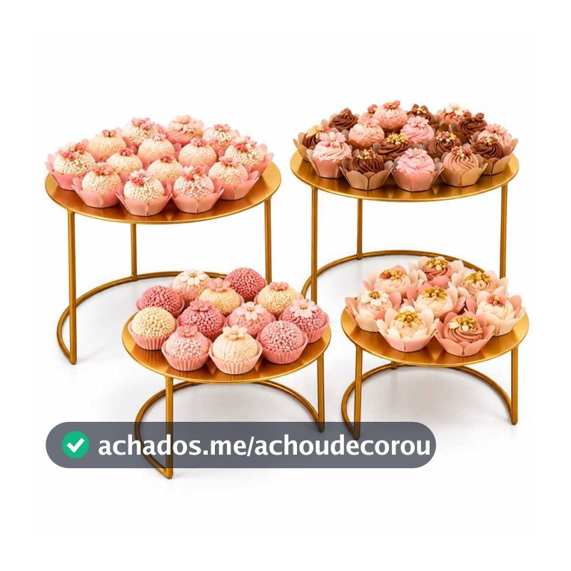 Kit Bandejas Redondas 4 Peças Para Decoração Festas