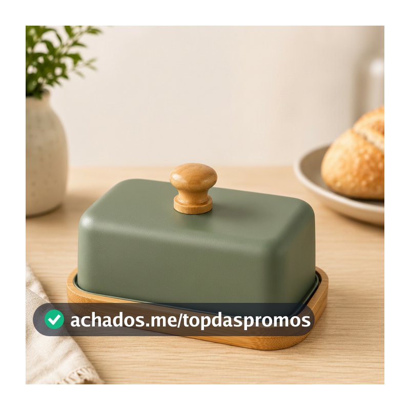 Mantegueira Luxo Porta Manteiga Bambu Mesa Posta Queijeira Café da Manhã Cozinha