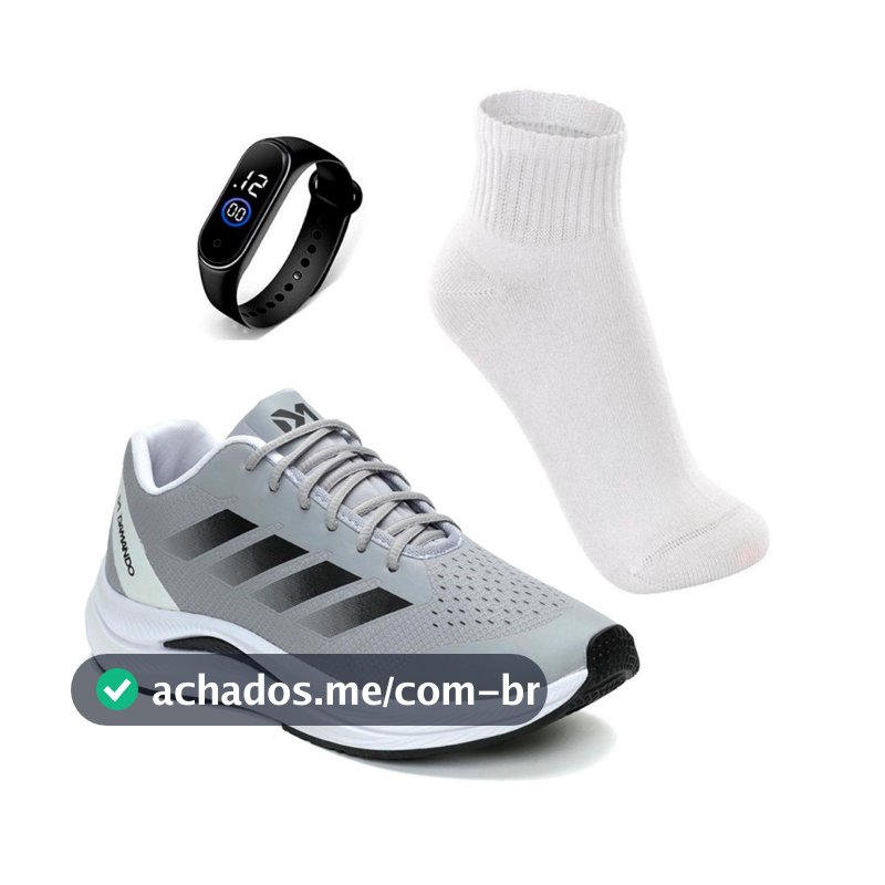Kit Tênis Masculino Leve + Meia + Relógio