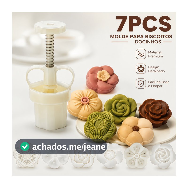 Kit 7 Ejetor Molde para Brigadeiro Gourmet e Doces Finos Flor e Coração Confeitaria