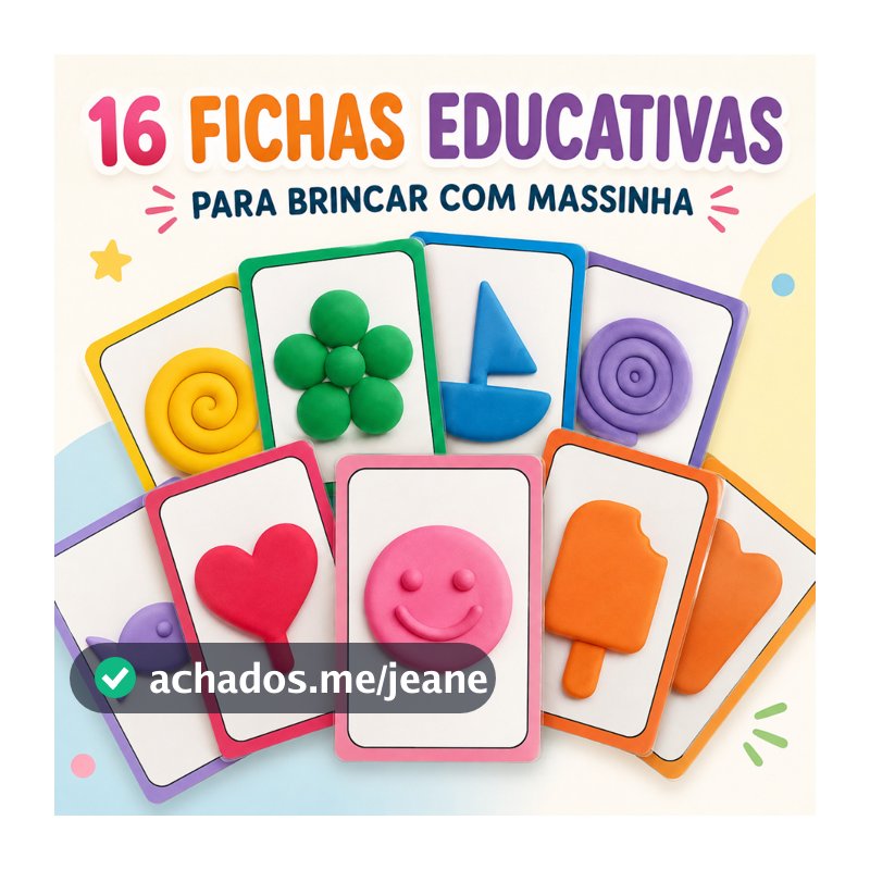 Fichas Educativas Atividade Com Massinha 16 Unidades Plastificados Jogo para Modelar Coordenação Motora Dia das Crianças