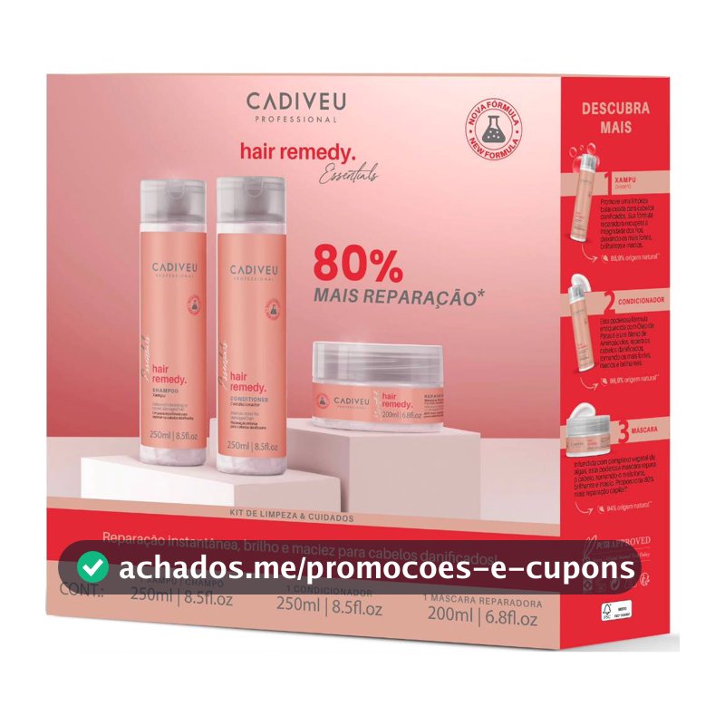 Kit Cadiveu Hair Remedy Reparador - 3 Produtos