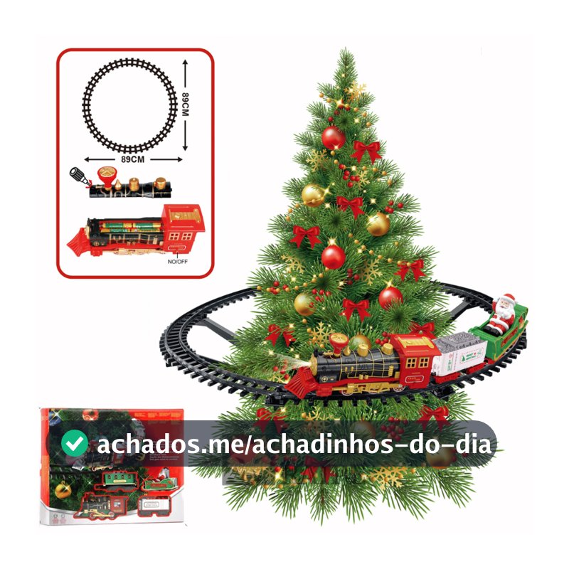 Trem trenzinho locomotiva natalino para árvore de natal musical luz led