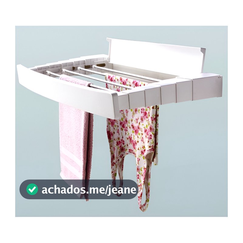 Varal Retrátil Mágico De Parede Para Roupas Alumínio Branco