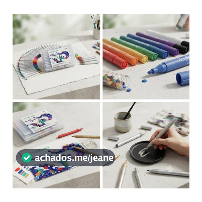Maleta Conjunto 60 Canetas Acrilicas Brush Cores Sortidas Ponta Dupla Canetinhas