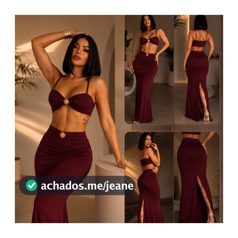 Conjunto Feminino Saia Longa Sereia e top alcinha, festas, visual sensual e elegante, moda gringa