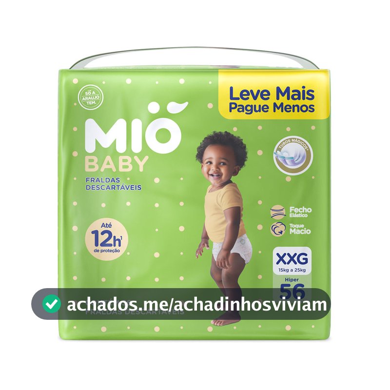 Fralda Mió Baby Tamanho XXG Hiper 56 Unidades Descartáveis