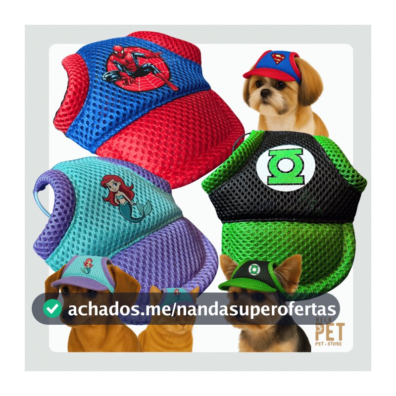 Boné Para Cachorro e Gato - Boné Pet - Personagens - Várias cores e modelos