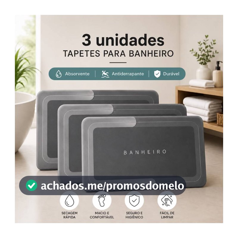 Tapetes para Banheiro Absorvente Antiderrapante Secagem Rápida Macio Durável