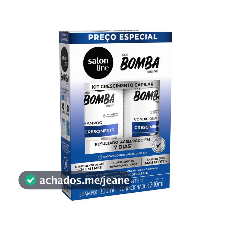 Kit Shampoo 300ml + Condicionador 200ml  SOS Bomba Crescimento Capilar
