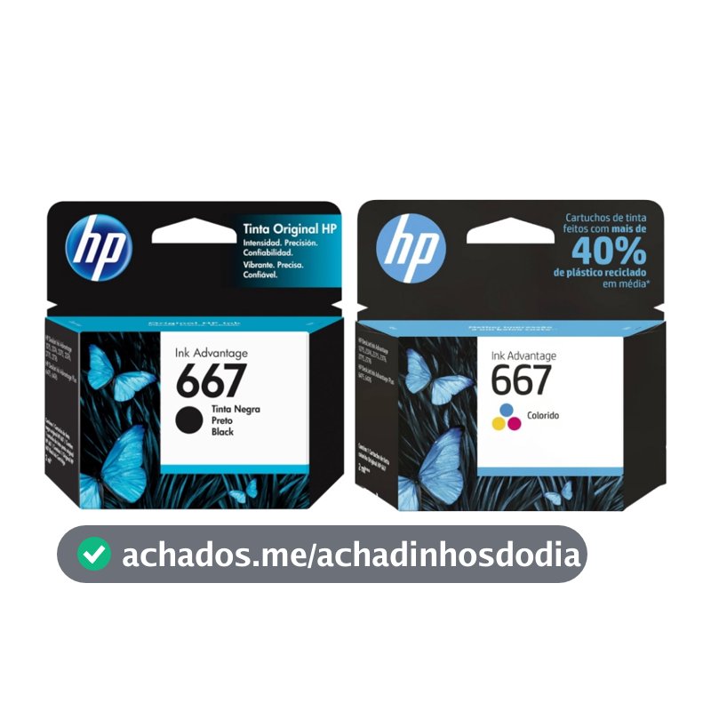 Kit Cartucho Tinta Original Hp 667 Preto/colorido 2376 2774