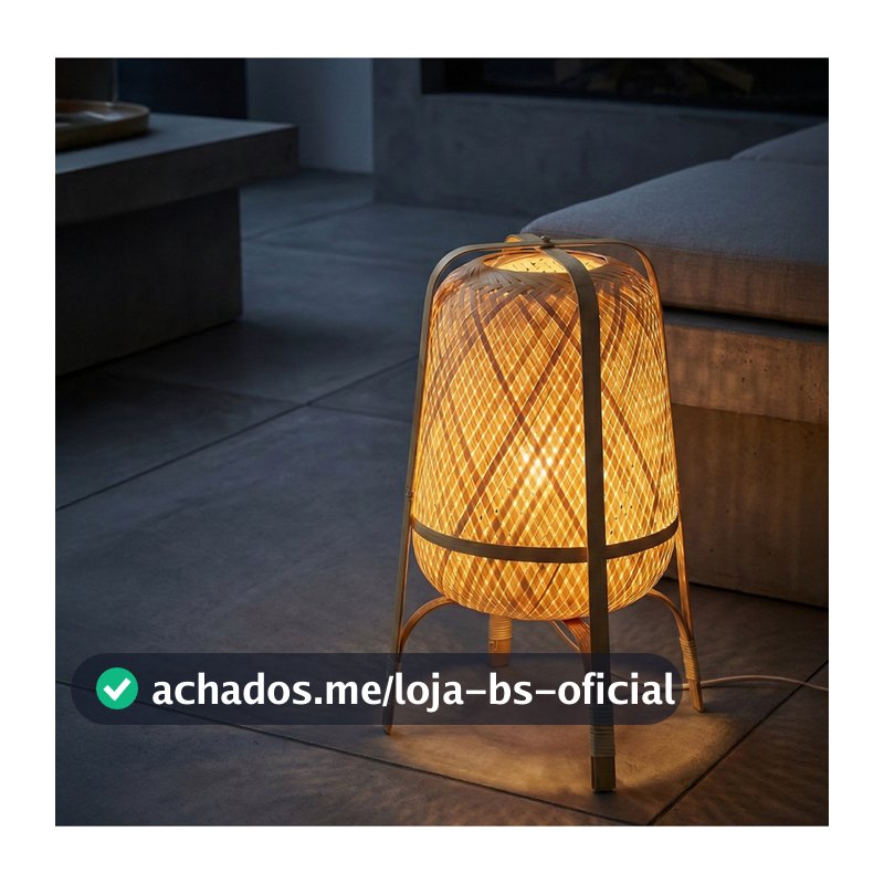 Luminária de Chão em Bambu Natural Artesanal 40cm para Decoração de Sala Abajur de Mesa Piso