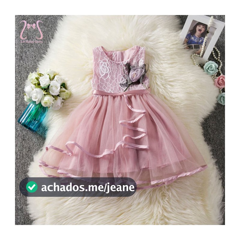 Roupa Infantil De 1 A 5 Anos De Idade Moda Festa De Aniversário Menina Princesa Vestido De Noite Flor De Malha Sem Manga