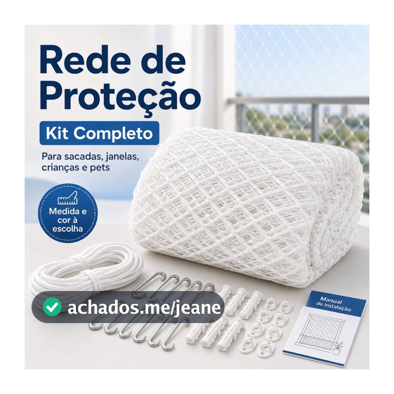 Kit Completo Rede Tela De Proteção Para Sacadas Janelas Gatos Crianças Pets
