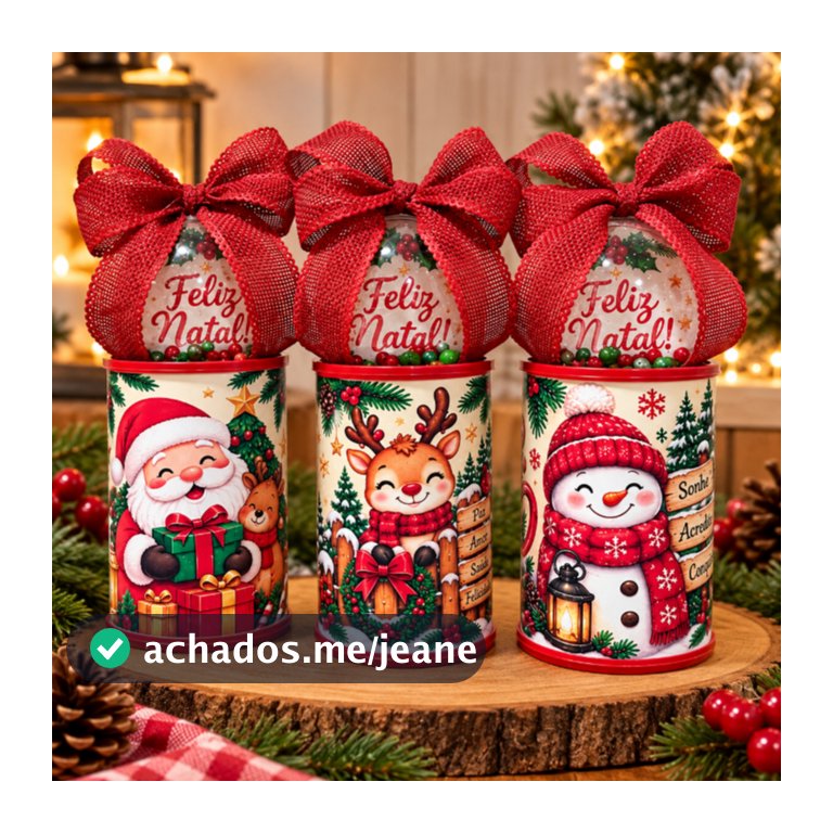 Kit  10 Tubolatas Natalina Personalizada com Bola Acrílica e Laço Lembrancinha de Natal, Presente Natalino