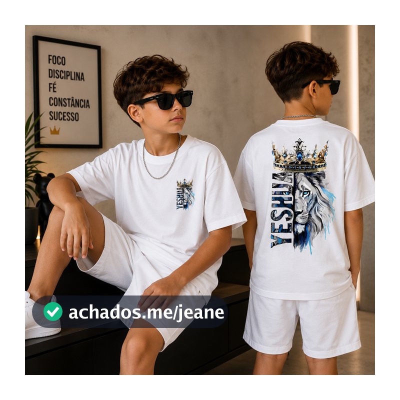 Camisa Infantil Leão Yeshua Camiseta Algodão Gospel Evangelica T-shirt Igreja